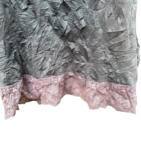 Vtg Lace Crinkle Womens Cami S Y2K 90s Camisole Layering 2000s Fairy Gray & Pink - Picture 7 of 10